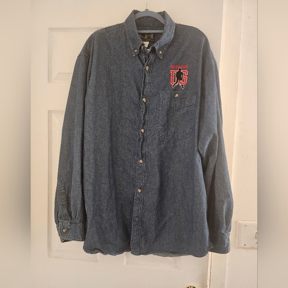 PAUL McCARTNEY US 2005 TOUR DENIM SHIRT COTTON HERITAGE X LARGE